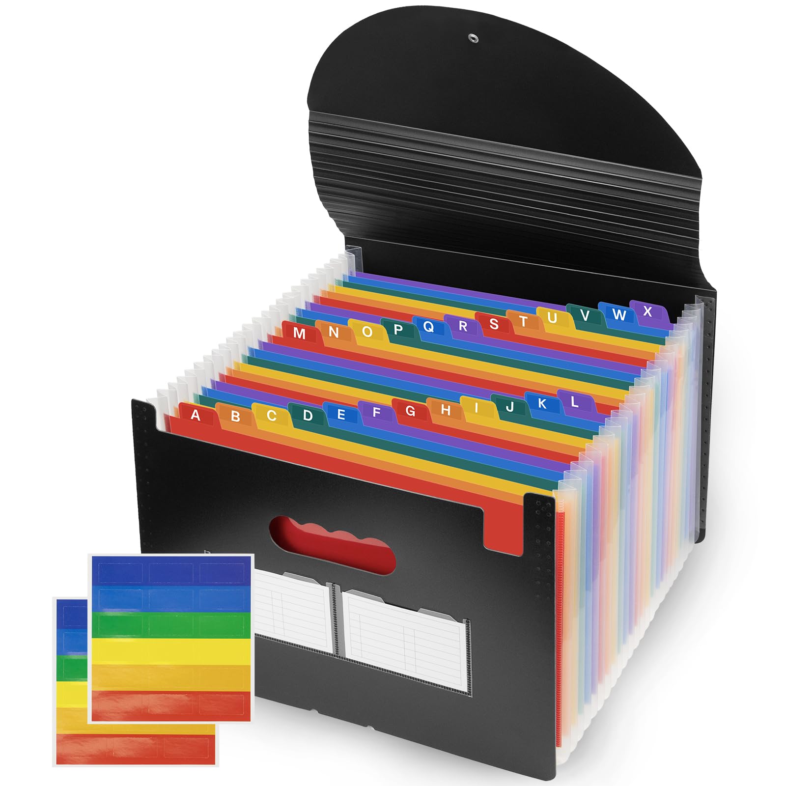 25 Pockets Expanding File Folders, Expandable Accordian File Organizer with Colored A-Z Tabs, Desktop Accordion Folders Letter A4 Paper Document Storage Organizer for School Home Office