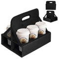 BOHEMIABY Drink Carrier with Handle Reusable, 6 Cup Portable Drink Carrier, Foldable Cup Coffee Carrier, Carry Cocktails、Safely Secures Hot and Cold Beverages-for Delivery and Take Out (Black)