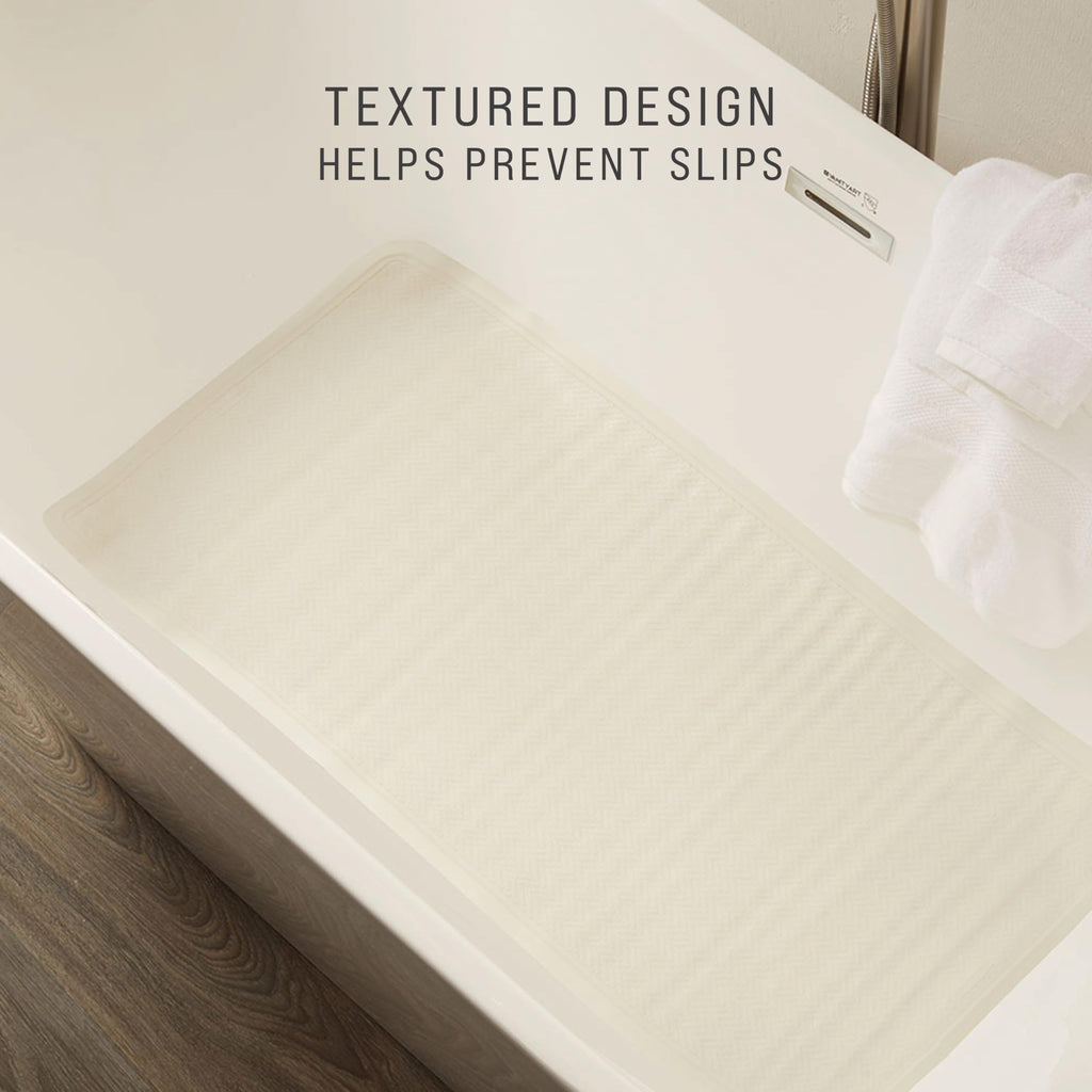 Rubbermaid Commercial Products Bath Tub and Shower Mat | Extra Large - 36 x 18 in. | White | Machine Washable | Safti-Grip Non-Slip Bathroom Mat with Suction Cups for Home/Hotel/Shower/Bathtub