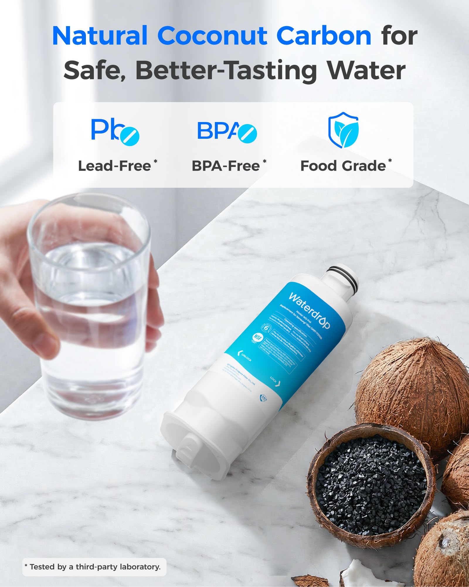 Waterdrop DA97-17376B Replacement for Samsung® HAF-Qin/EXP, DA97-08006C, RF28R7201SR, RF28R7351SG, WD-F45, Refrigerator Water Filter, 3 Filters