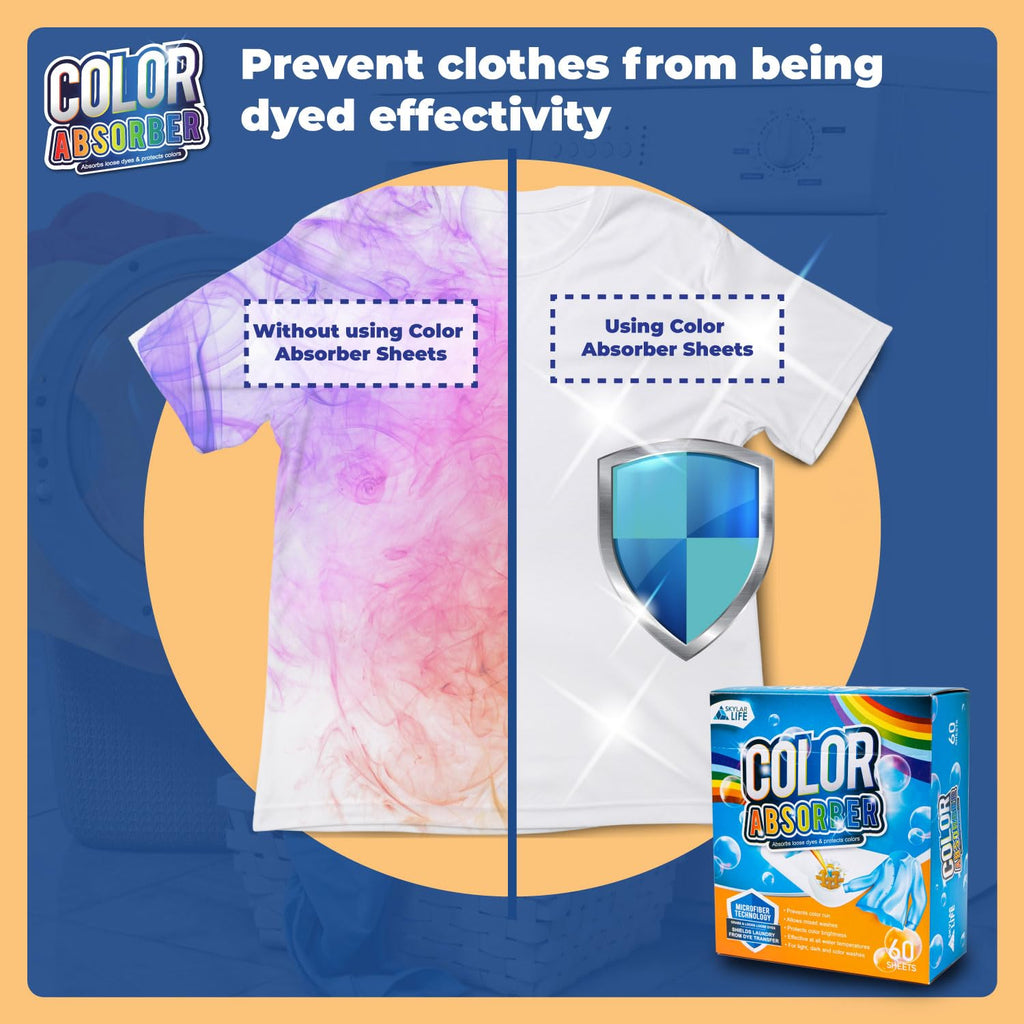 Skylarlife Color Absorber Sheets for Laundry, 60 Count, Prevent Clothes from being dyed, Fragrance Free Dye-Trapping Sheets for Family, Students and Vacationers