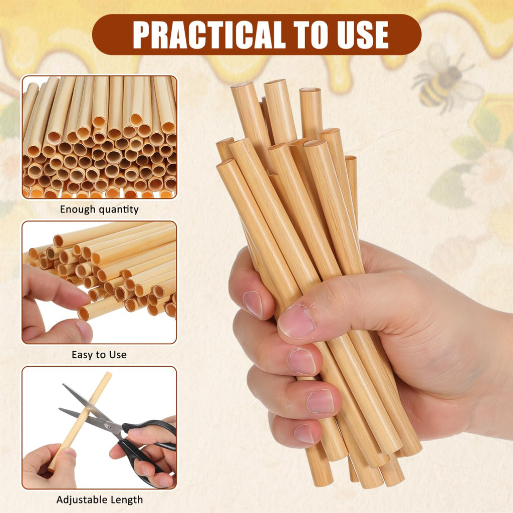 100Pcs Mason Bee Tubes Reed Tubes for Bees 6 Inch Bee Nesting Tubes Beekeeper Replacement Nesting Refill Tubes, Diameter: 0.6-0.8 cm