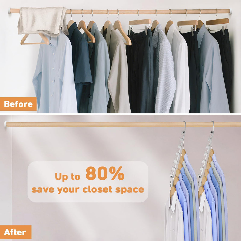 Meneicvy Clothes Hanger Space Saving for Closet Organize, 6 Pack Cascading Coat Hangers for Wardrobe Storage Organize, Sturdy Metal Hanger 40 Lbs Capacity, Hanging Closet Organizer