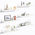 upsimples Floating Shelves for Wall, Decor Storage Set of 6, Wall Mounted Wood Shelves for Bedroom, Living Room, Bathroom, Kitchen, Picture Ledge Shelves, White
