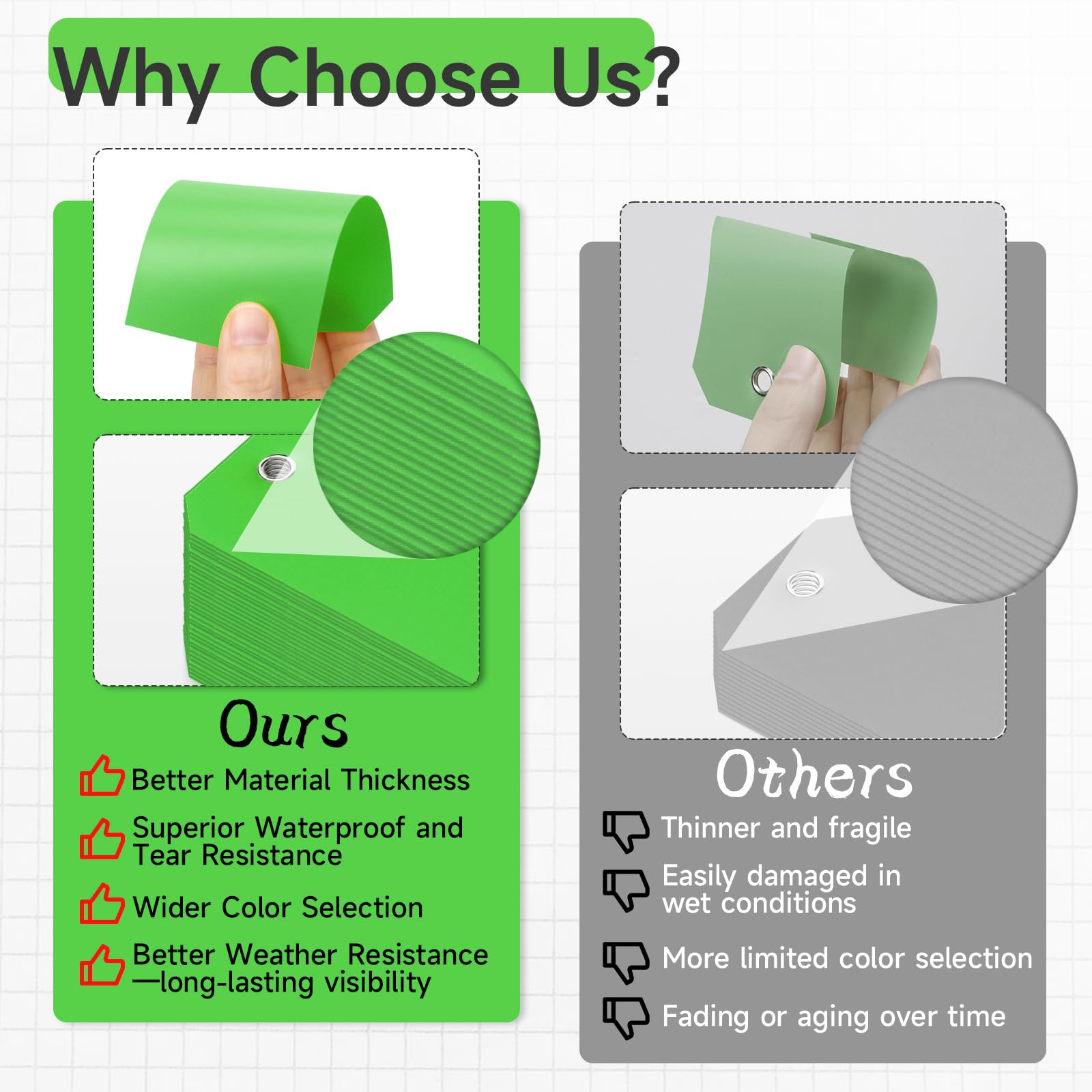 200 Pieces Green Plastic Hang Tags 4 3/4" x 2 3/8" With Wire for Labeling, Shipping, Inventory, Luggage, Garage Parts - Waterproof, Writable, Heavy Duty