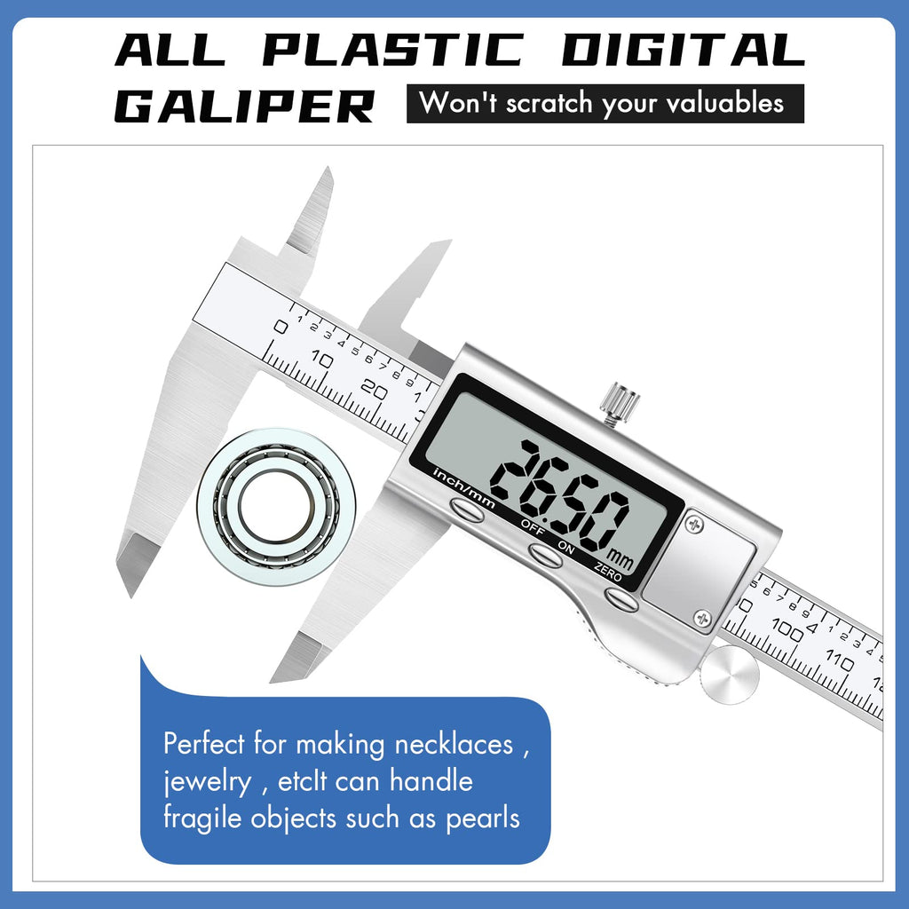 Simhevn150mm Digital Caliper, 6 Inch Stainless Steel Electronic Digital Caliper, with Extra-Large LCD Screen, Auto-Off Feature, Inch and Millimeter Conversion Metal Measuring Tool Caliper
