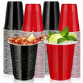 120 Count 18 oz Plastic Cups Black and Red Disposable Cups Heavy Duty Party Cups Beer Drinking Cups Bulk for Birthday Wedding Graduation Picnic Halloween Christmas Celebrations Everyday Use