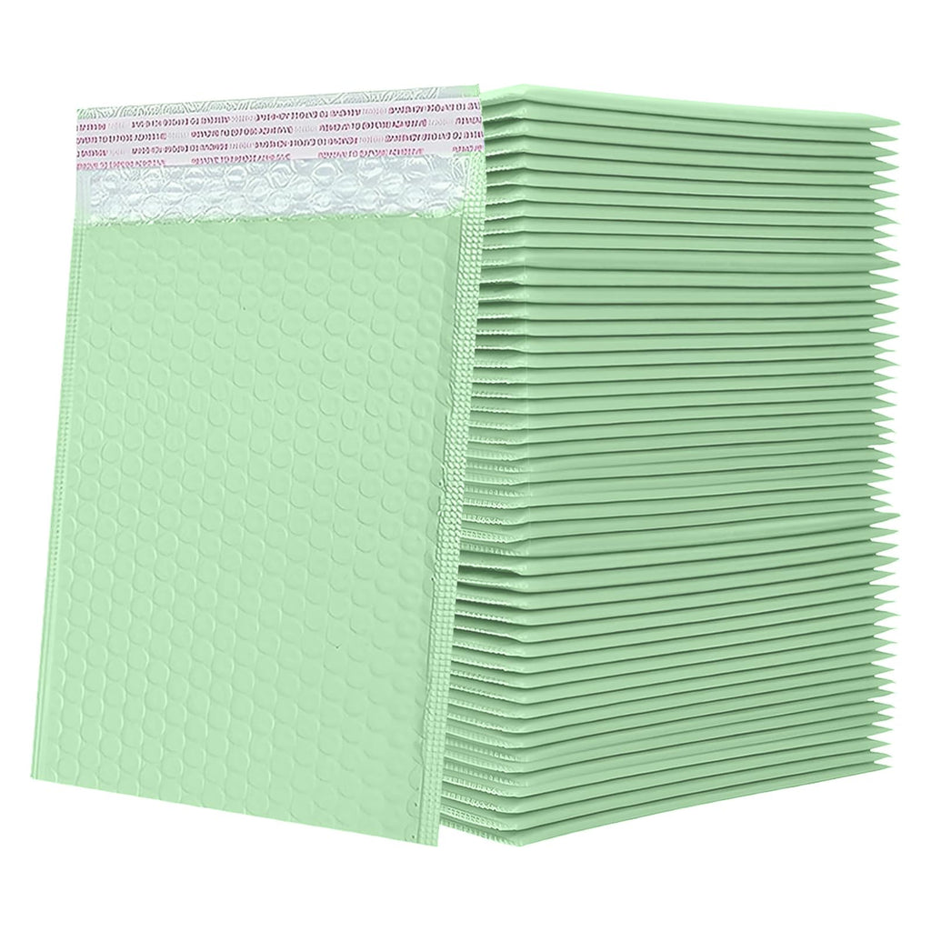 Bubble Mailers Waterproof 5 x 8 inches 50pcs Shipping Envelopes Multicolors Padded Envelopes Self Seal Adhesive (Pale Green, 5''x8'')