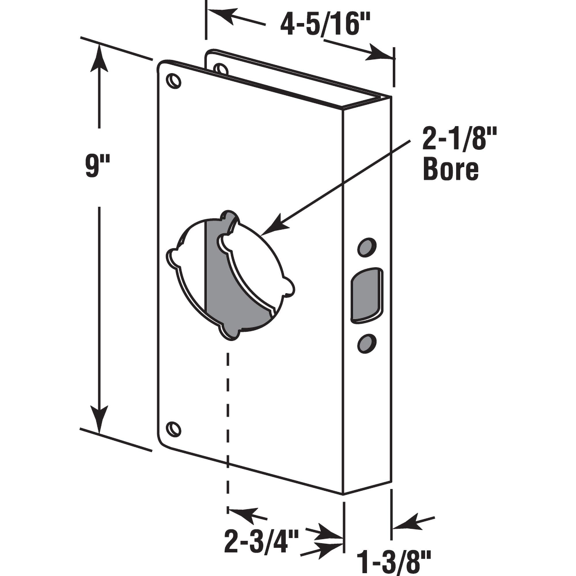 Prime-Line MP9452 Lock & Door Reinforcer, 1-3/8 in. x 2-3/4 in, Stainless Steel, Pack of 1