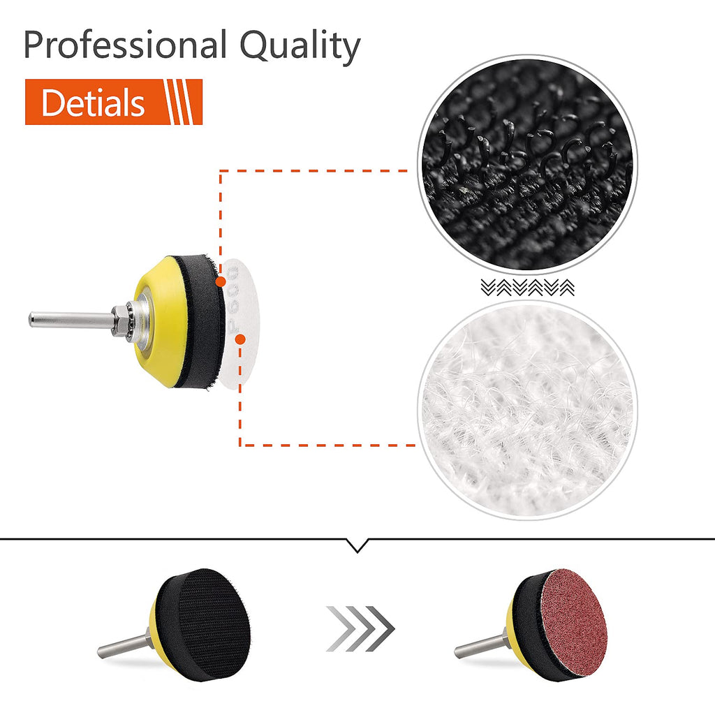 Tshya 240pcs 2inch Sanding Discs Pad Variety Kit for Drill Grinder Rotary Tools Attachment with 2Pcs 1/8"&1/4" Shank Backer Plate, Sanding Pads Includes 80-3000 Grit