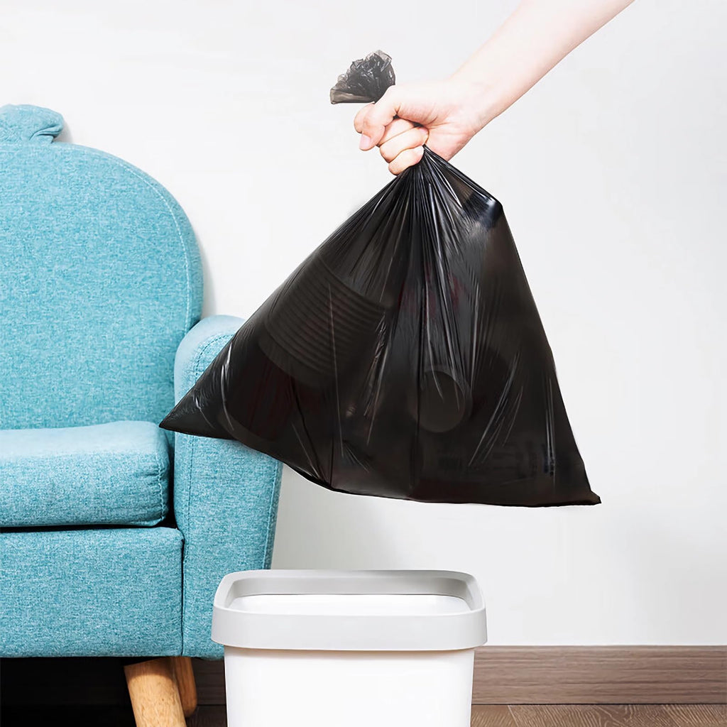 Veefos Heavy Duty 4 Gallon/15L Small Trash Bags - 200 Count, Thick Bathroom Small Garbage Bags, Unscented and Leak-Proof Black Garbage Can Liners for Kitchen, Office and Bedroom