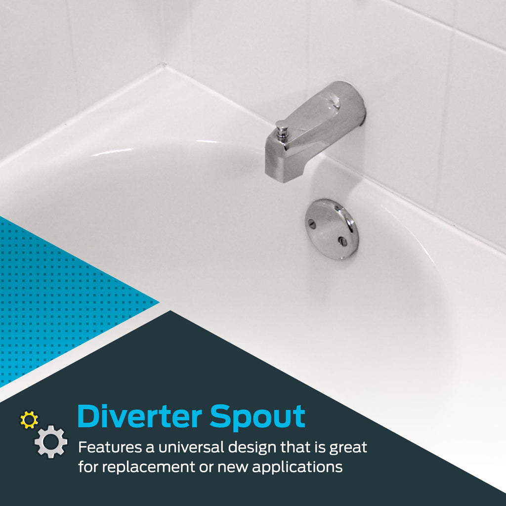 EZ-FLO 15089 Sturdy Zinc Slide-On Bath Tub Diverter Spout with Hex Wrench and Set Screw, 1/2-inch Copper Pipe, Chrome Finish