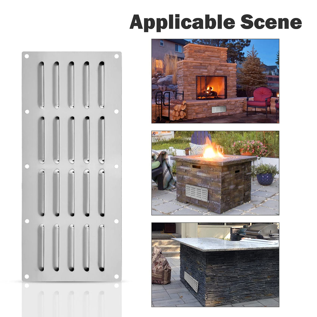 Stanbroil Stainless Steel Venting Panel for Masonry Fire Pits and Outdoor Kitchens, 15" by 6-1/2"