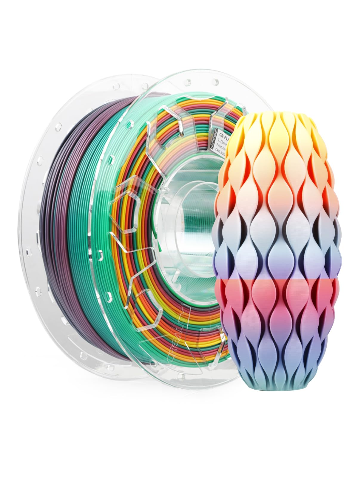 Creality PLA Filament 1.75mm, 3D Printer Filament, 1.0kg (2.2lbs) Spool, No Warp Enhanced Toughness, Dimensional Accuracy ±0.03mm Printing Filament, for 3D Printers (Rainbow)