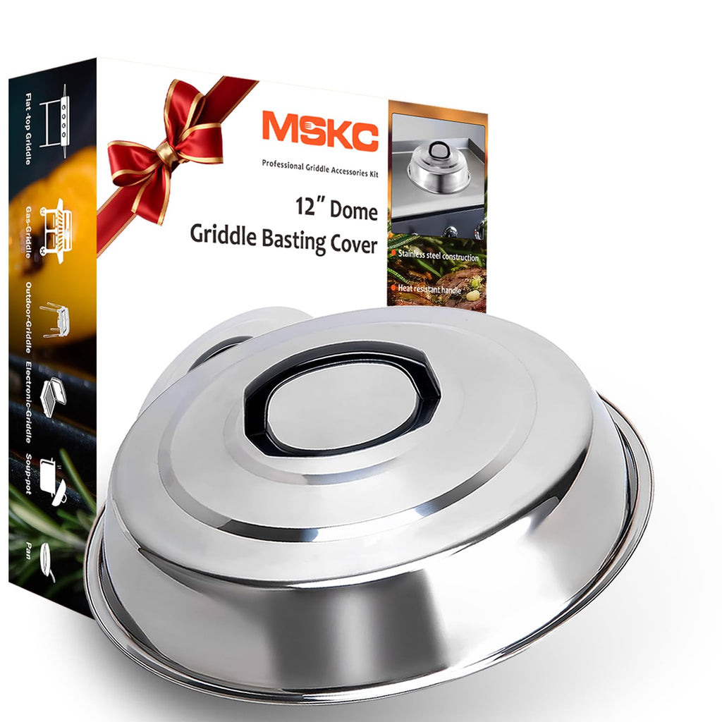 Griddle Accessories for Blackstone Grill Basting Dome 12” Stainless Steel Round Steamer Lid Black Stone Cooking Cover BBQ Melting Dome flat top Barbecue and Dad Gift
