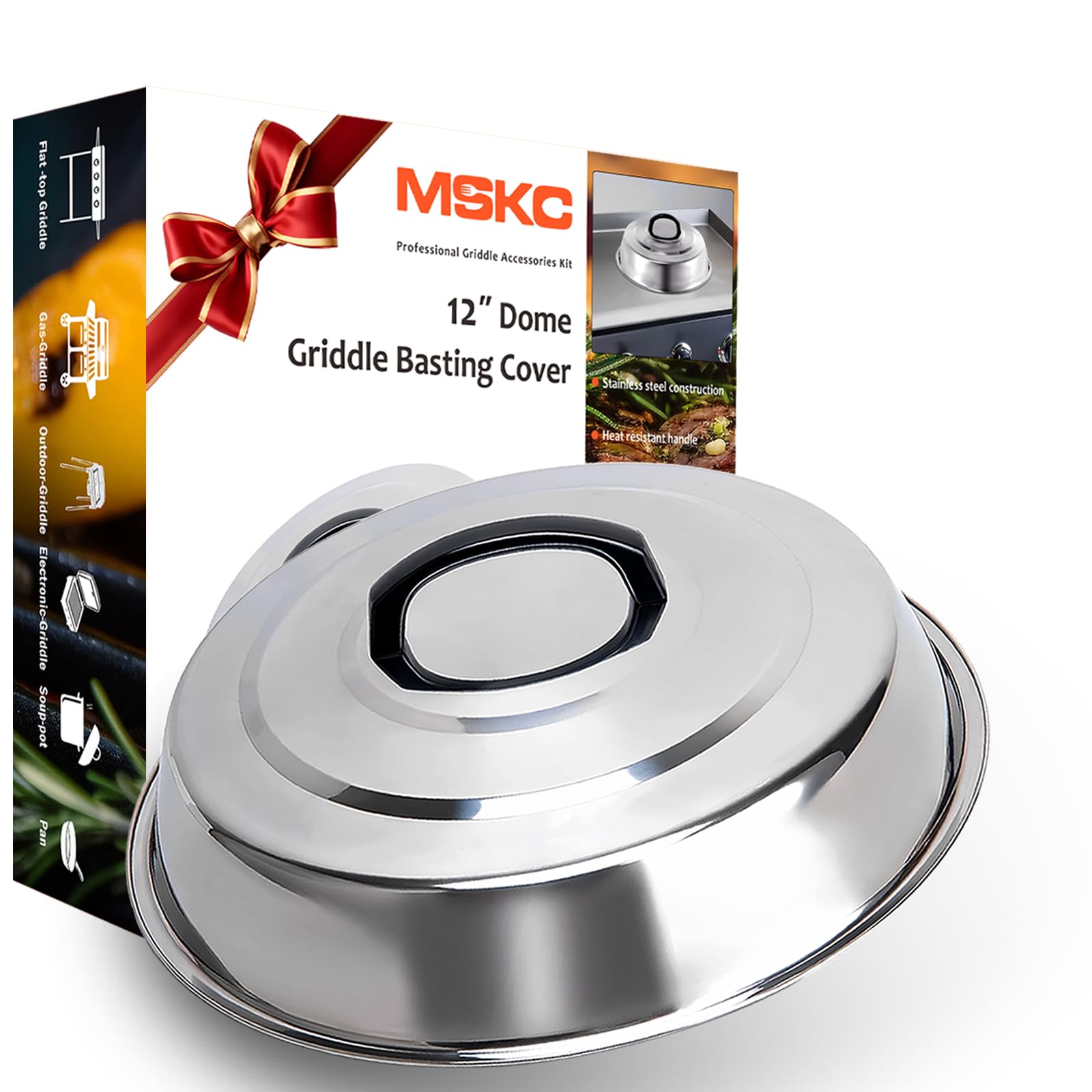 Griddle Accessories for Blackstone Grill Basting Dome 12” Stainless Steel Round Steamer Lid Black Stone Cooking Cover BBQ Melting Dome flat top Barbecue and Dad Gift