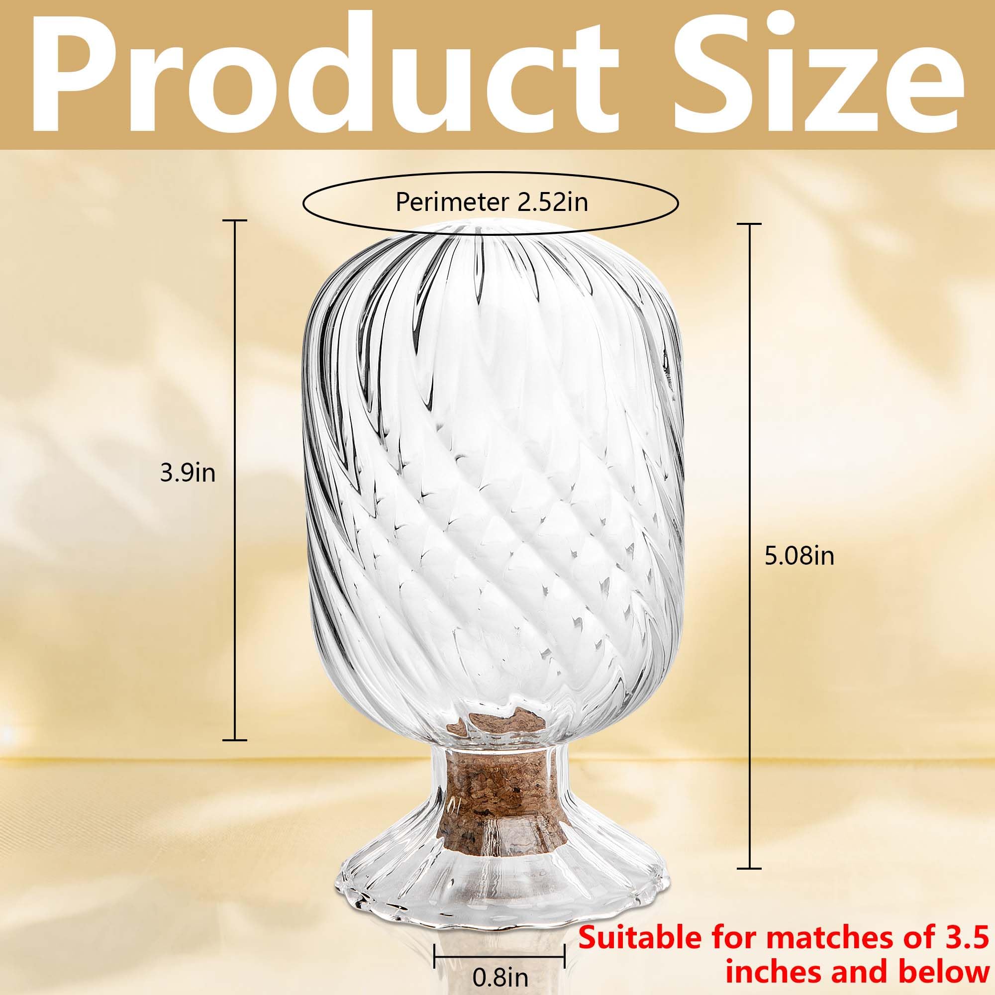 moonoom 2 Set Helix Shaped Match Holder, Glass Matches Cloche for 3.5 Inch, Upside Down Match Holder Jar for Scented Candle on Dining Table Fireplace Bathroom Decoration, Not Include Matches