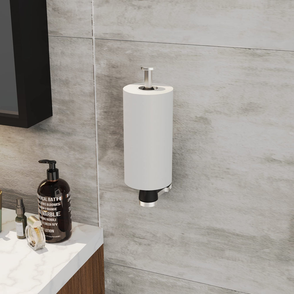 VEHHE Paper Towel Holder with Ratchet System, Under Cabinet Paper Towel Holder with Damping Function, 2 Set Silver Stainless Steel Papers Towels Holders