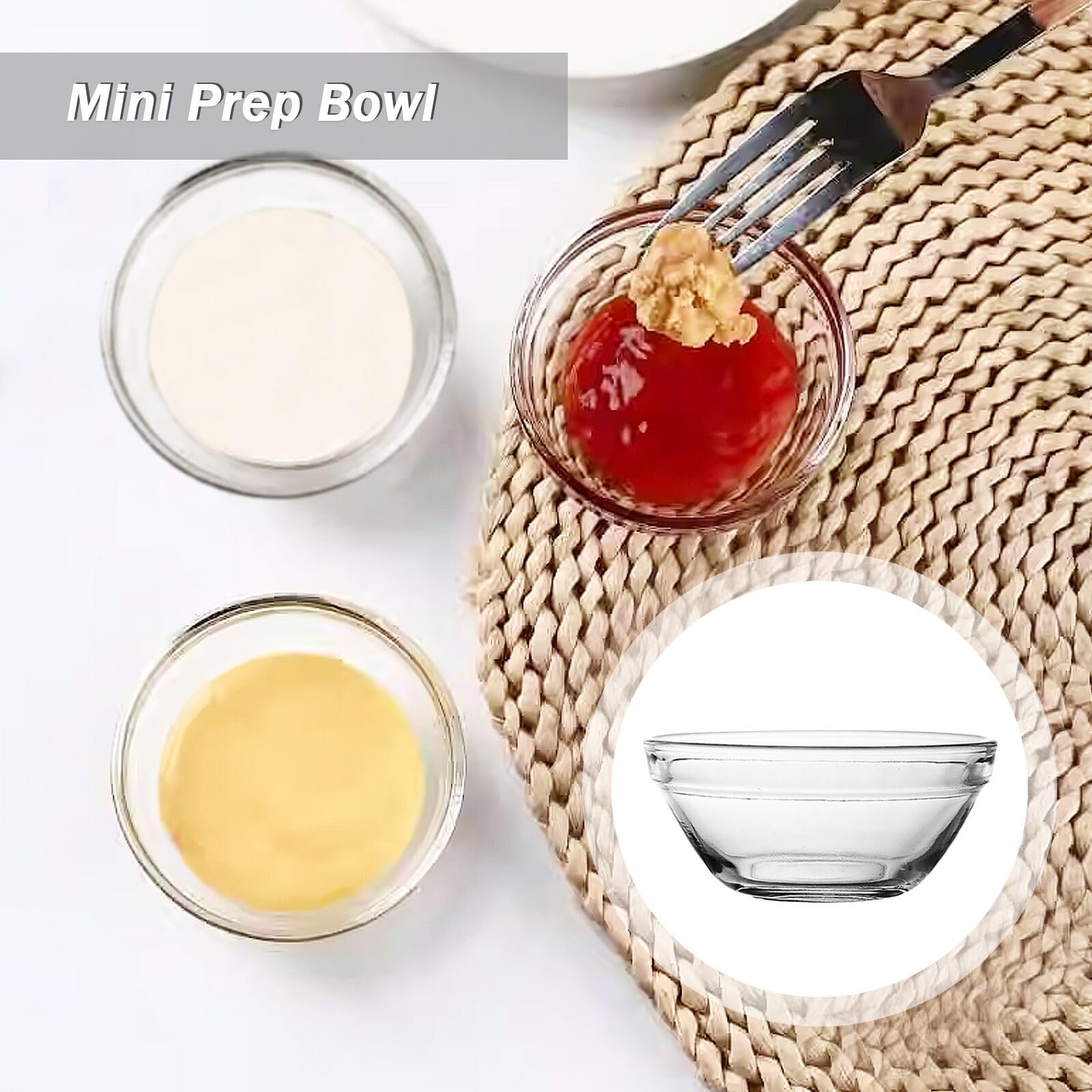 SKTMH 10Pcs Mini Glass Bowls 2.4Oz Small Prep Bowls Stackable Pinch Bowls Small Prep Dishes Ingredient Bowls for Dipping Spices Sauce