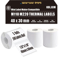 M110 Labels Compatible Labels for CLABEL 221B Labels Roll for Phomemo Print Master M110 M220 M221 Printer Paper Thermal Labels Maker Tape Refill 40mmx 30mm White 40x30 mm, 3Rolls