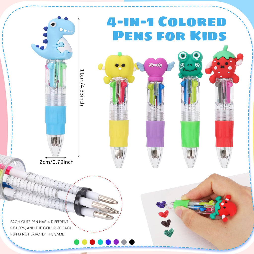 48 Pack Multicolor Pen in One, 4-in-1 Cute Pens Bulk Mini Fun Pens End of Year Gifts for Student Elementary Graduation Gift Classroom Prize Gift Birthday Party Favors Goodie Bags Stuffers