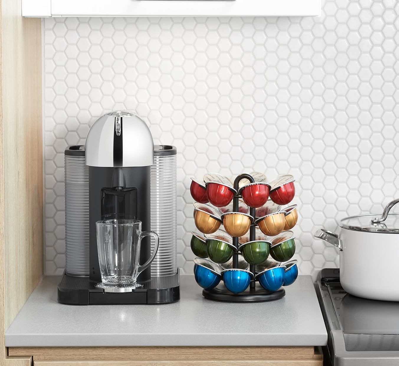 Starfrit Coffee Pod Capsule Carousel - Holds up to 28 Nespresso Vertioline Pods - Lazy Susan Platform – Black