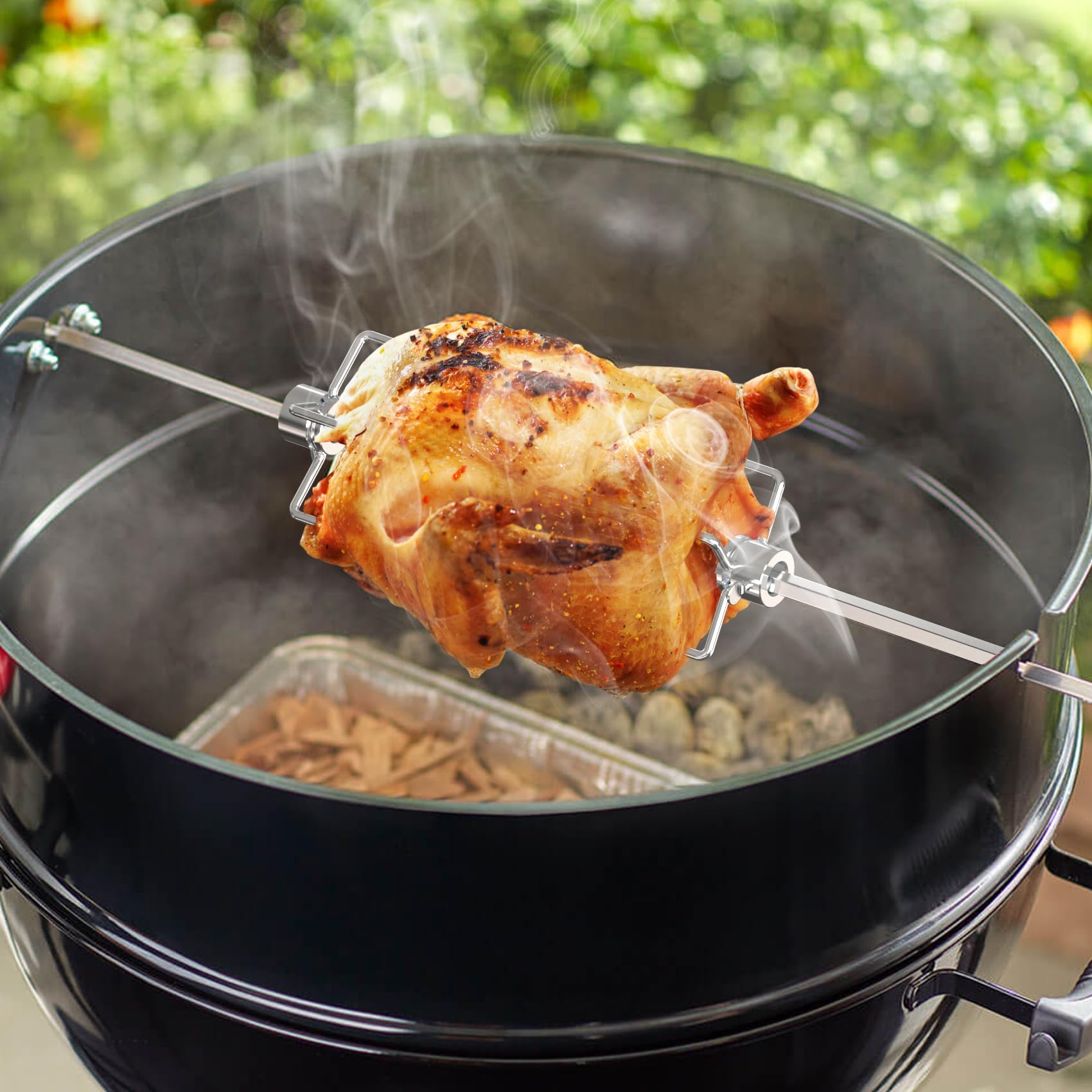 only fire Rotisserie Meat Forks for Most Grills - Include 2pcs 4 Pronged Rotisserie Forks and 1pc Double Sided 4 Pronged Rotisserie Fork