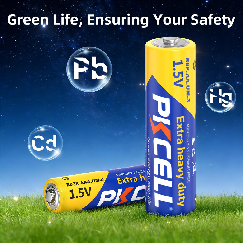 AAA Batteries and AA Batteries 48-Count Combo Pack,Include 24 AAA R03P+24 AA R6P Battery,1.5V Carbon Battery for Wireless Mouse Clock Remote Controls Flashlights (48-Count)