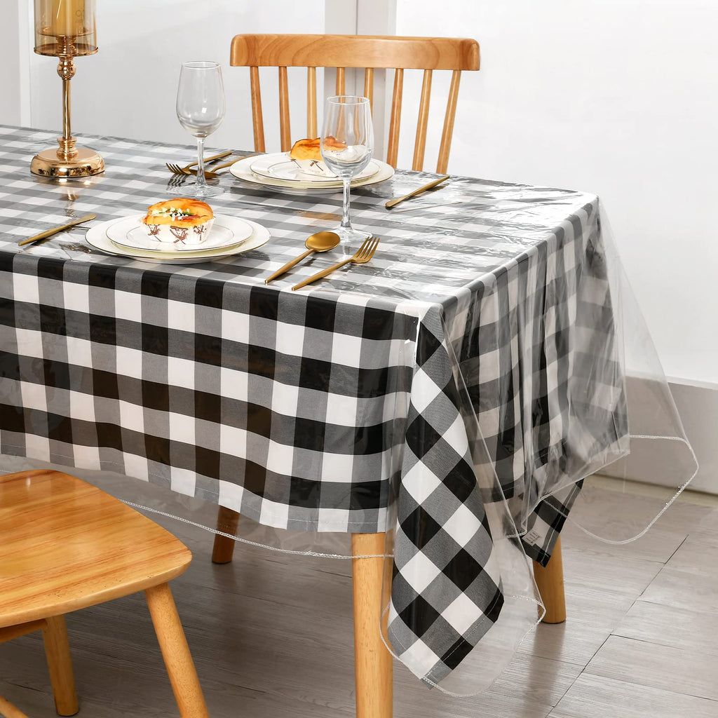 XWZO Clear Plastic Tablecloth Rectangle - 100% Waterproof Oilproof Stain Resistant Transparent Vinyl Table Cloth Protector Cover for Dining Table, Parties, 60 x 84 Inch