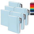 feela 6 Pack Pocket Mini Notebooks Bulk, Small Cute Memo Notepads Hardcover College Ruled Lined Journals with Pen Holder for School Business Work, with 6 Black Pens, 3.5”x 5.5”, A6, Light Blue