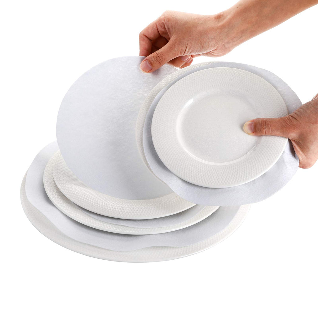Jucoan 80 Pack Thick Felt Plate Dividers, 3 Sizes Round China Dish Storage Protectors Separators for Packing Stacking Procelain Plate Dish Dinnerware
