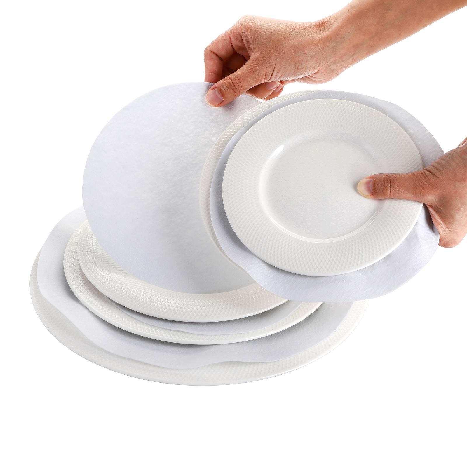 Jucoan 80 Pack Thick Felt Plate Dividers, 3 Sizes Round China Dish Storage Protectors Separators for Packing Stacking Procelain Plate Dish Dinnerware