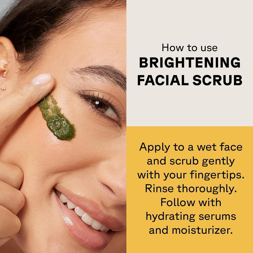 Acure Brightening Facial Scrub, Exfoliating Face Wash, Face Scrub for Women & Men for Radiant Skin, Facial Cleanser with Sea Kelp & French Green Clay, Gentle Exfoliant Cleanser Skin Care, 118ml