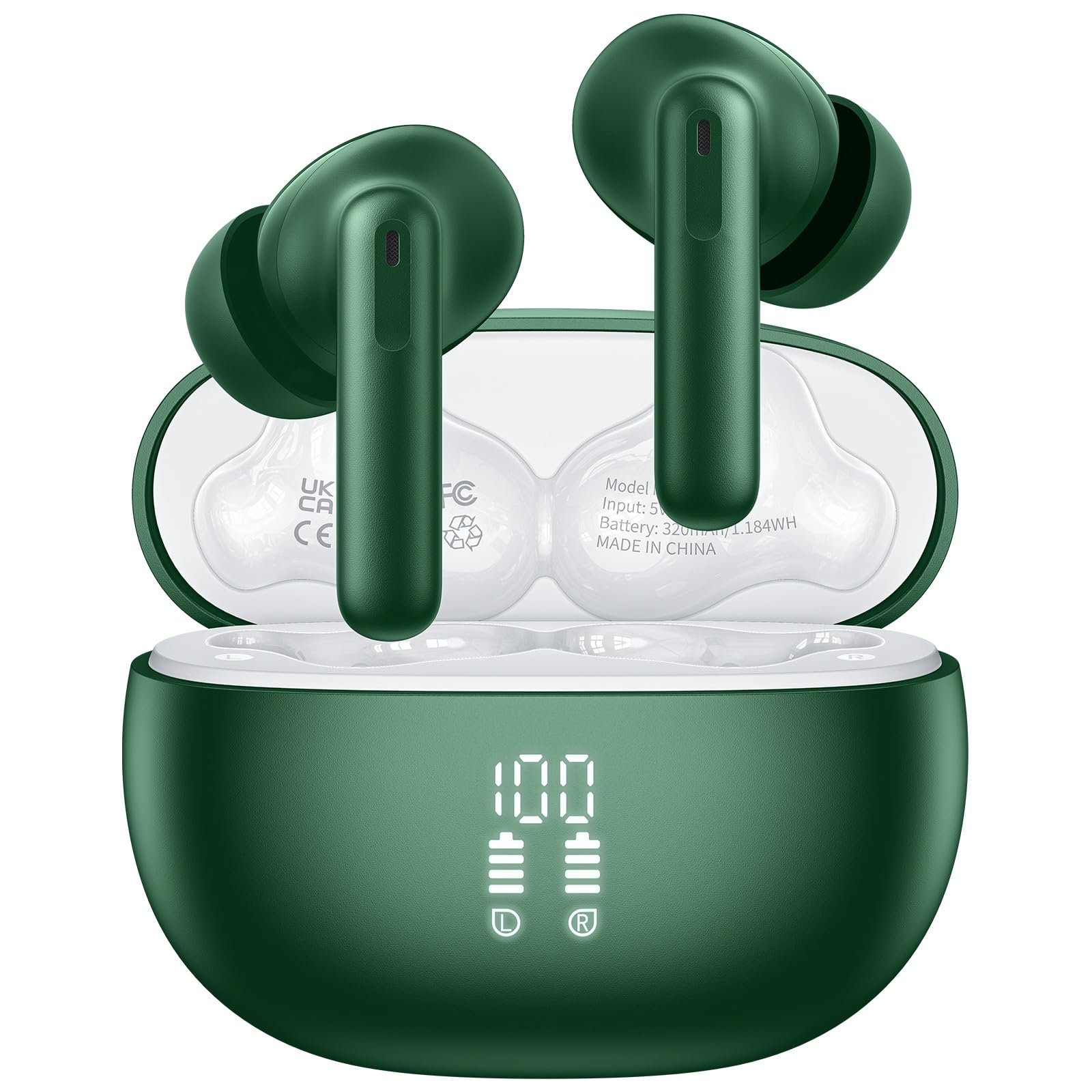 VEKJ Ai Translation Earbuds Real Time with Audio and Video Calls, 3-in-1 Buletooth 5.3 Translator Earbuds, 164 Languages Translator Earbuds, 6 Translation Modes, 42H Translation Headphones Green