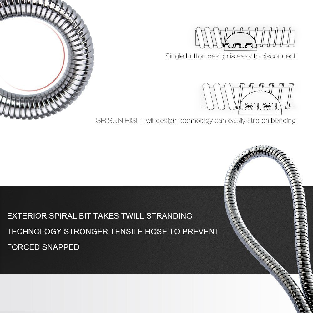 Kunova (TM) 10FT 10 FT 120 Inch 120" 3 Meters 304 Stainless Steel Extra Long Shower Head Hose Copper Head Shower Hose Bathroom Handheld Showerhead Sprayer Extension Explosion-Proof