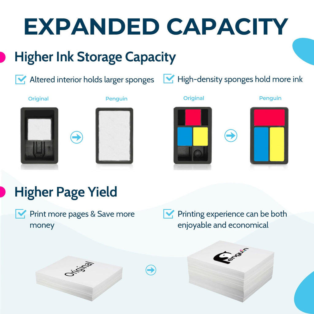 Penguin 67XL Ink Cartridge Replacement for HP 67 XL Deskjet 4200e 4258e 4220e 4255 4255e 4227e 2800e 2827e 2842e 2852e 2855 2855e Envy 6000 6052e Printers 67 Black & Color