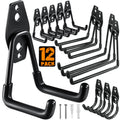 Garage Hooks Heavy Duty Utility Steel with Anti-Slip Coating Wall Mount Storage Organizer for Hanging Power and Garden Tools, Ladders, Hose, Bikes, Ropes, Bulk Items, and More (12 Pack Orange)