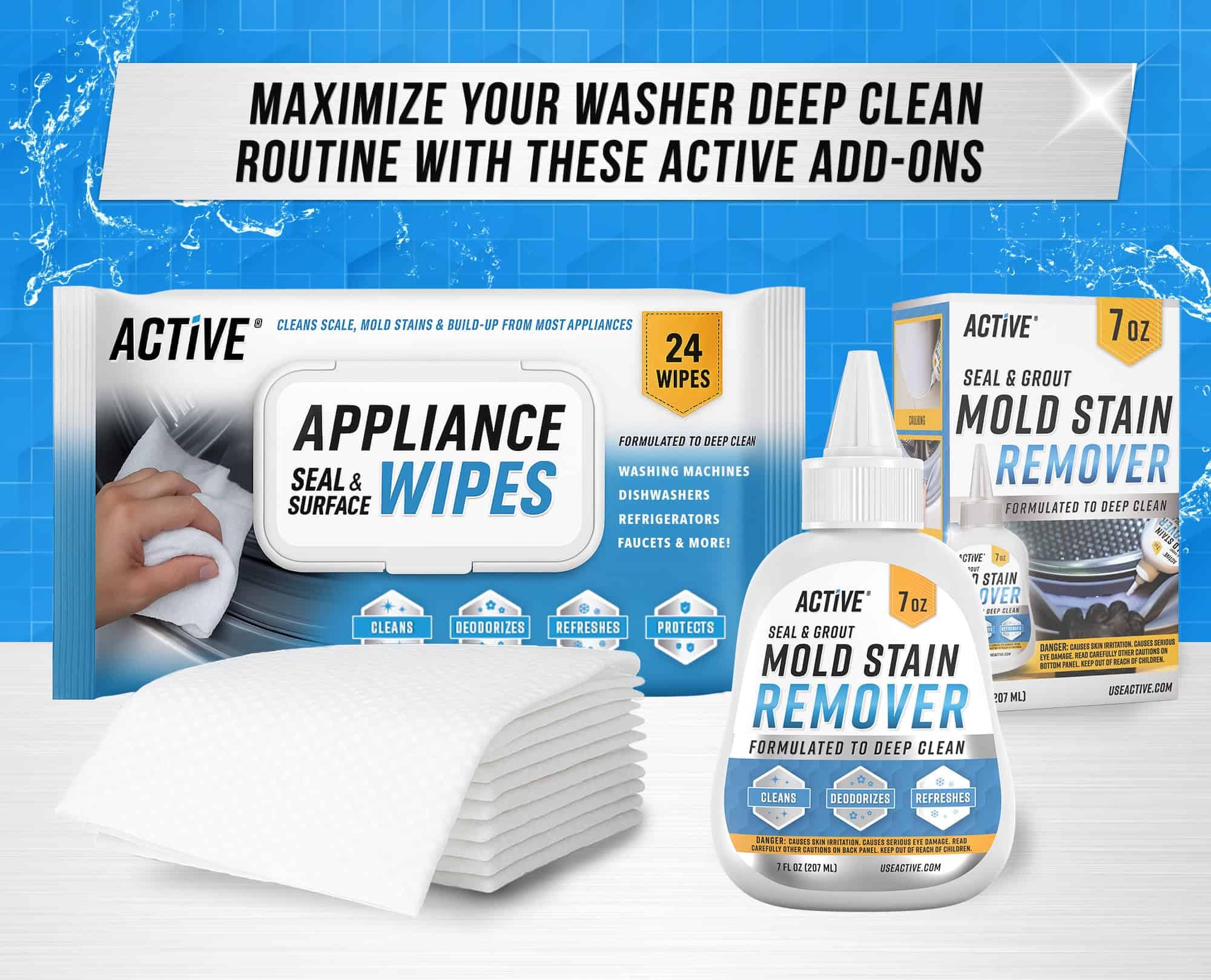 Washing Machine Cleaner for Pet Owners - ACTIVE Enzymatic Deep Clean Descaler for Cat & Dog Hair, Urine, Odor, Residue, 24 Septic-Safe Tablets for Top Load, Front Loader, HE Washer Tub - 1 Year Supply