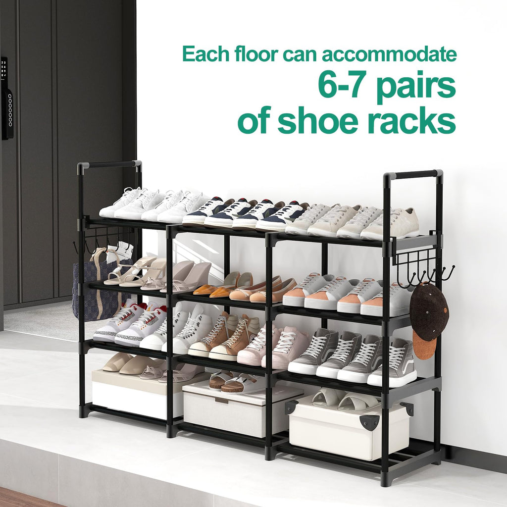 4 Tier Shoe Rack, Wide Shoe Racks,Holds 24-30 Pairs of Shoes,Shoes Rack for Closet,Show Rack