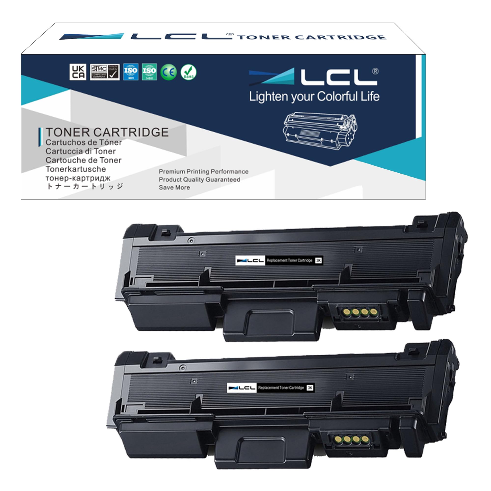 LCL Compatible Toner Cartridge for Samsung MLT-D116L MLT-D116S 3000 Pages for Samsung Xpress SL-M2825DW SL-M2835DW SL-M2885FW SL-M2625D M2825DW M2835DW M2885FW M2875FD M2875FW M2625D(2-Pack,Black)