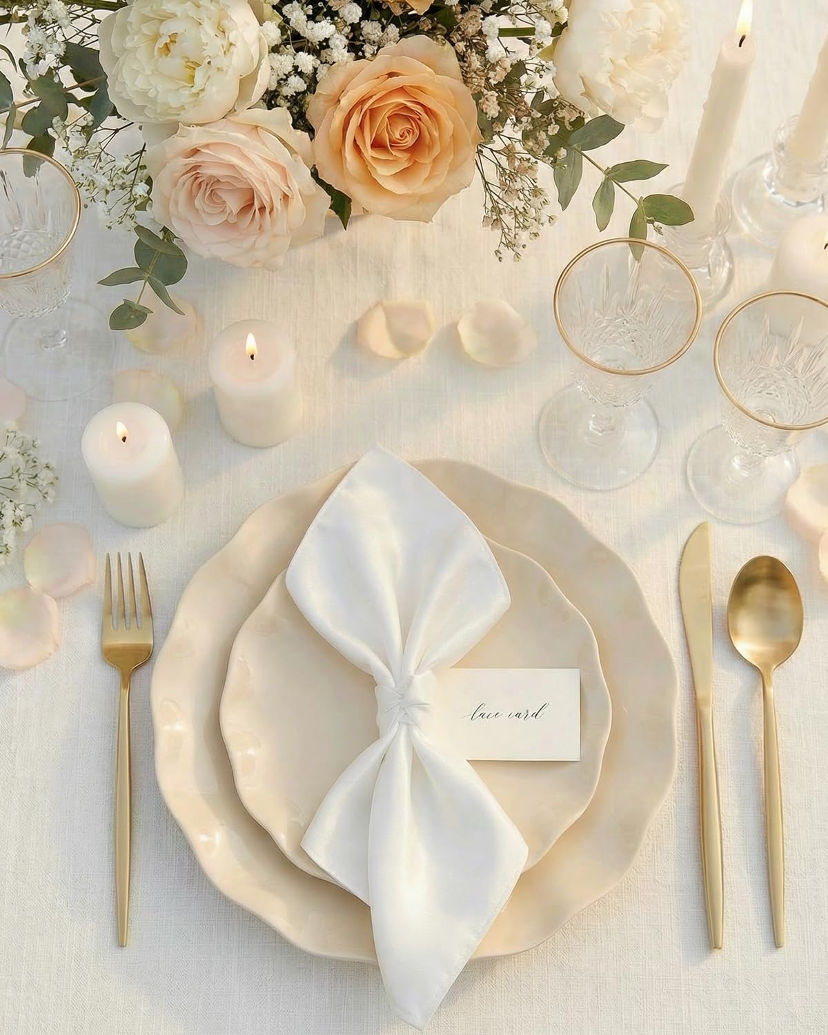 LIYH 24 Pcs Plastic Plates Reusable, Unbreakable Scalloped Plastic Dinner Plates, Dishwasher Safe, Ivory Plate Sets Perfect for Parties, Birthday, Picnics, BPA Free (12Guests)