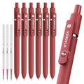 STAGEEK Red Gel Pens GX3, 6Pcs Quick Dry Red Ink Pens with 3 Extra Refills, Fine Point Retractable Smooth Writing Pens for Journaling, Note Taking, School Supplies, Nurse Aesthetic, Office(Red)