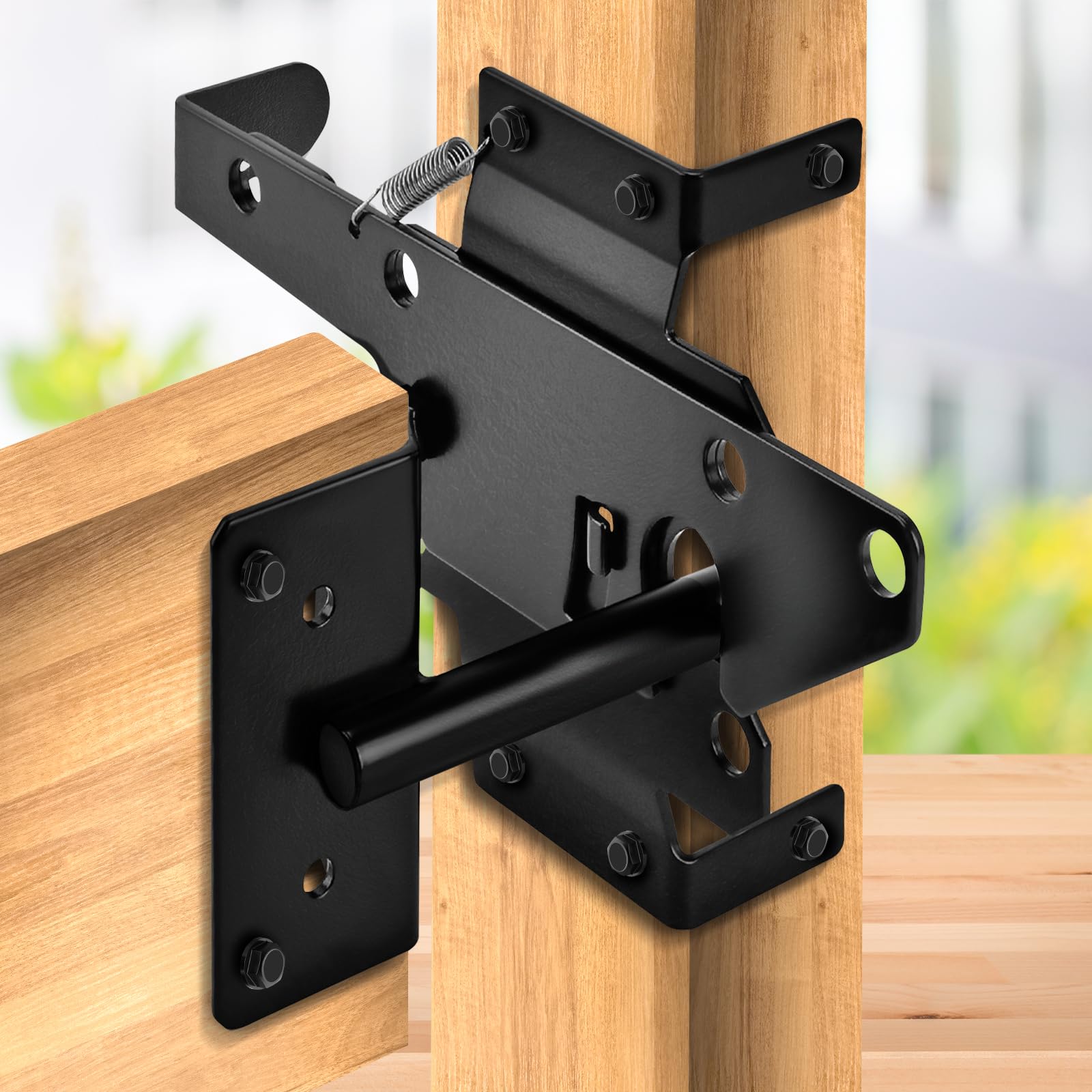 Self-Locking Gate Latch - Heavy Duty Automatic Gate Lock Gravity Door Latch Hardware for Wooden Fences & Posts PVC Fence Gates for Secure Pool, Outdoor Garden, Metal Gates Vinyl Fence