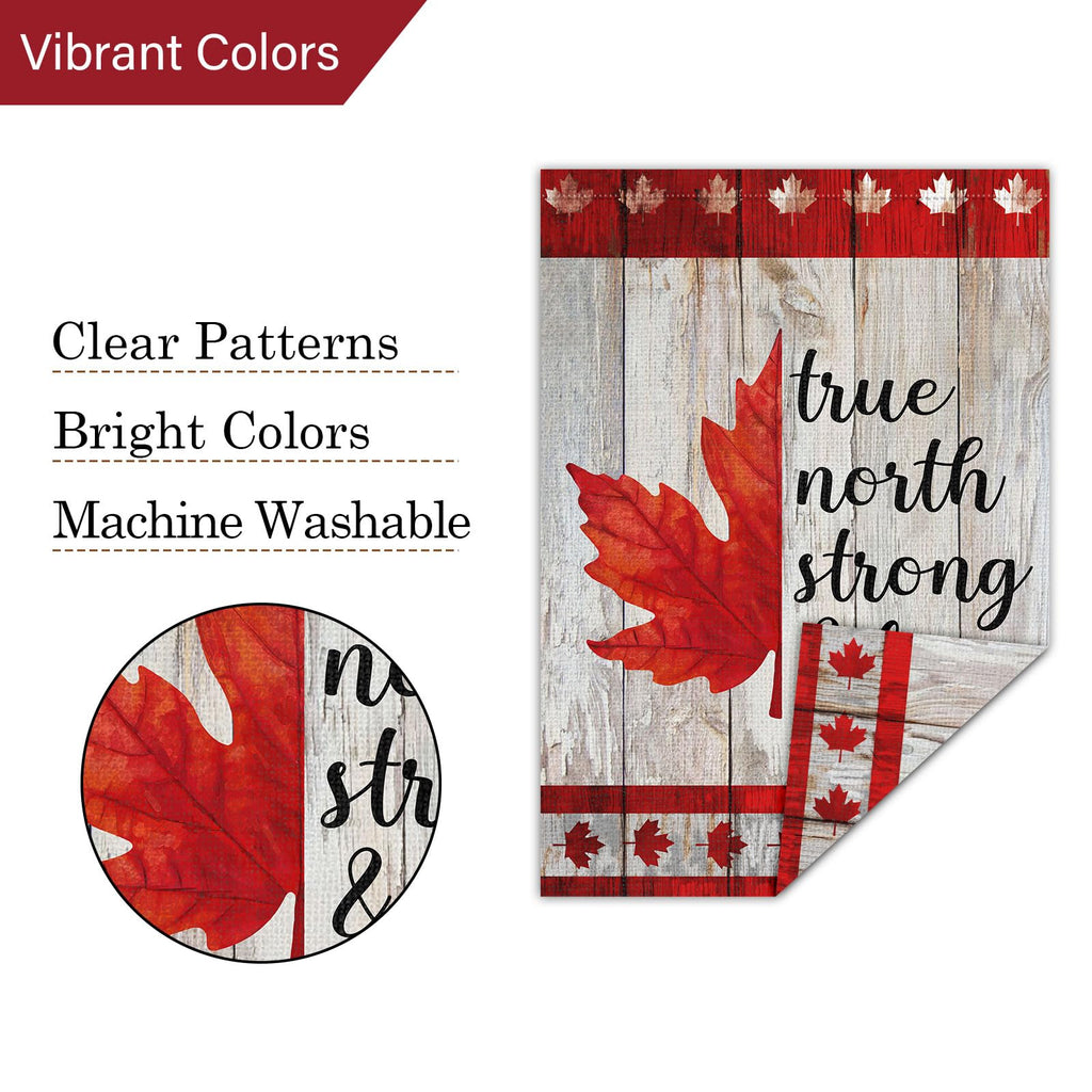 Louise Maelys Canada Day Garden Flags Maple Leaf True North Strong Free Flag 28 x 40 Inch Double Sided Burlap Flags 1st July Patriotic Canada Outdoor Decorations(Only Flags)