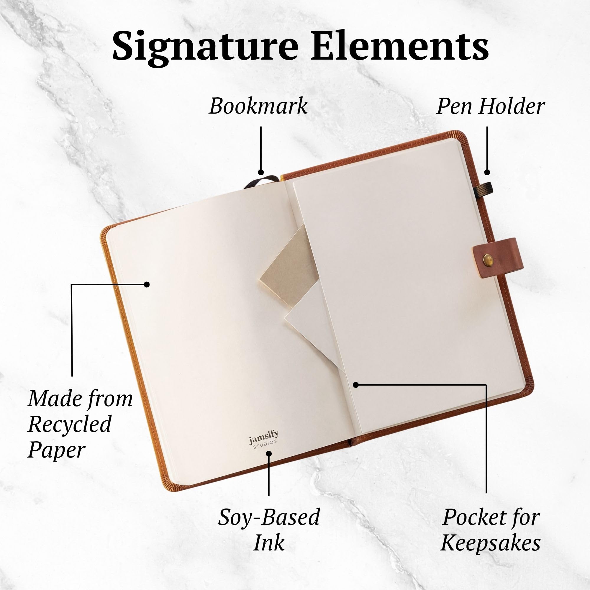 Jamsify Studios Travel Journal with Prompts (Hardcover) 2nd Edition - Vegan Leather Adventure Essential - 2-Page-A-Day Travel Journal (40 Days) for Women Men Nonbinary - A5 Daily Diary & Traveler Notebook - Gift - Present
