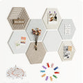 Hexagon Large Felt Bulletin Board Tiles - Cork Board Alternative for Wall 8 Pack Pin Board with 40 Push Pins, DIY Decor for Office Home Classroom Photos Memos
