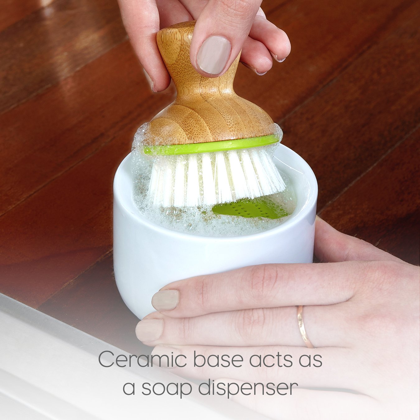 Full Circle Bubble Up Dish Brush, White (Pack of 6)
