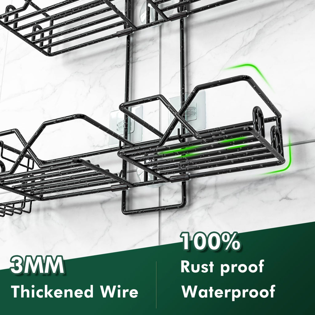 Upgraded Hanging Shower Caddy for Handheld Shower Heads,Adjustable Height Extra Long Bathroom Shower Organizer Hanger Rack with Hooks,Soap Holder