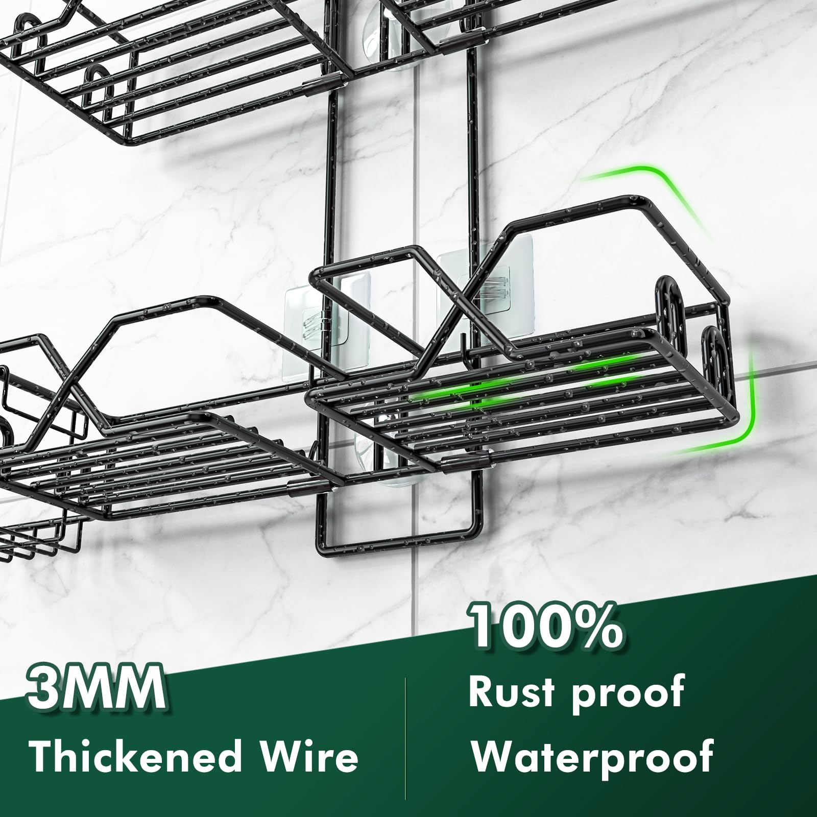 Upgraded Hanging Shower Caddy for Handheld Shower Heads,Adjustable Height Extra Long Bathroom Shower Organizer Hanger Rack with Hooks,Soap Holder