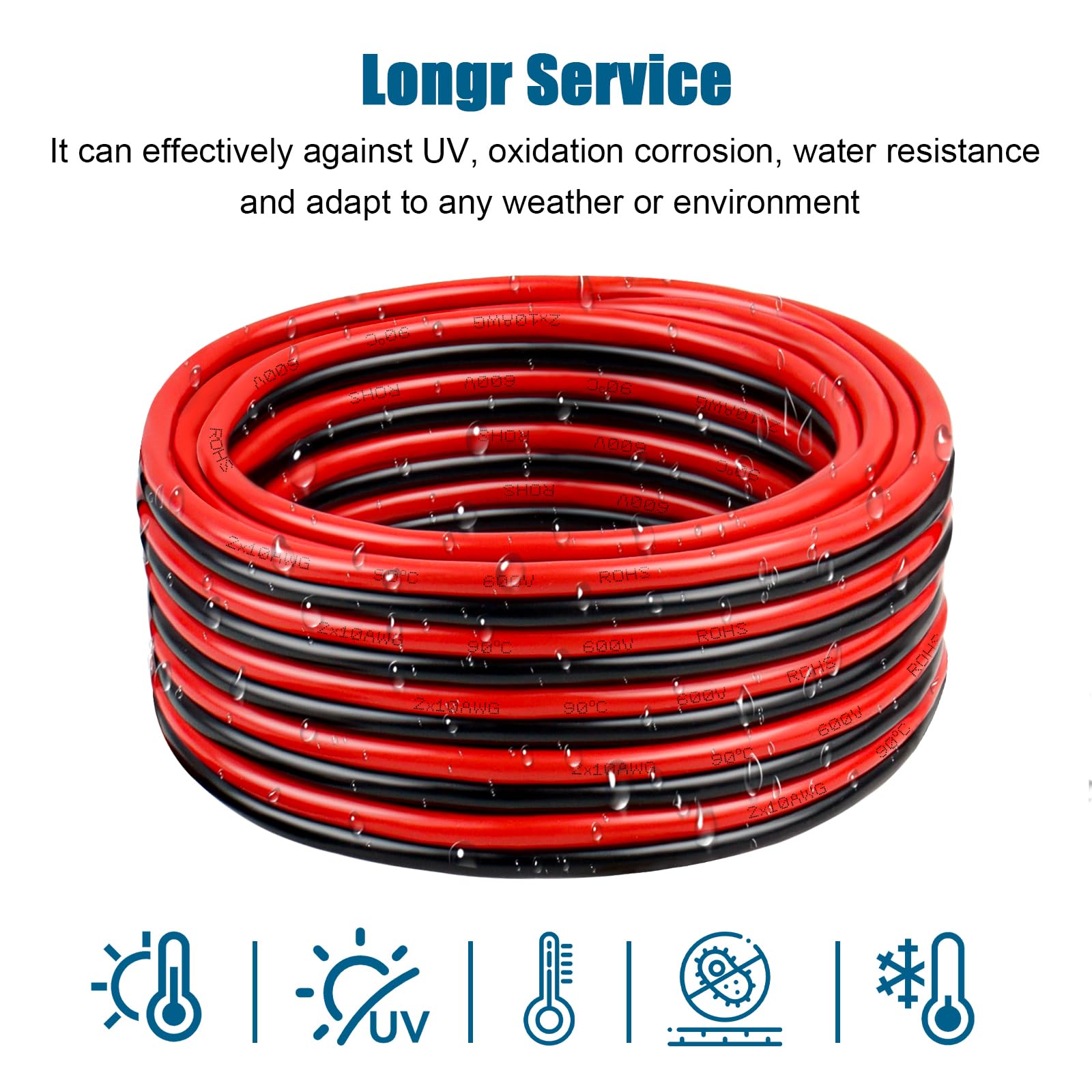 8 Gauge Wire 2 Conductors Copper Wire, 8 AWG Battery Cable Oxygen Free Copper Wire for Solar Panel, Automotive, Trailer, RV and Speaker (8 Gauge 5FT)